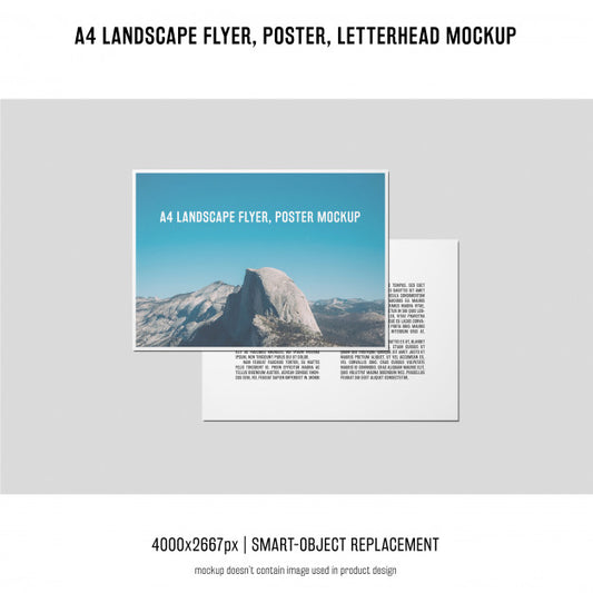 Free Landscape Flyer, Poster, Letterhead Mockup Psd