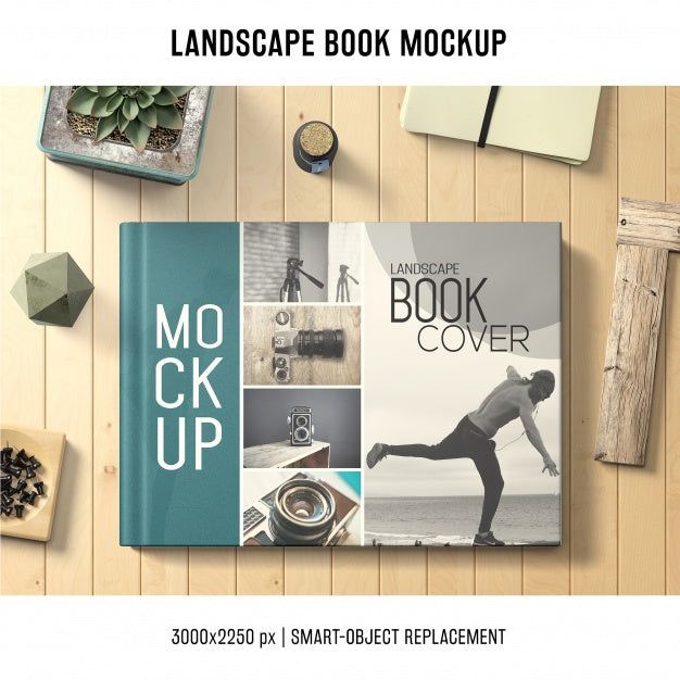 Free Lanscape Book Mockup Psd