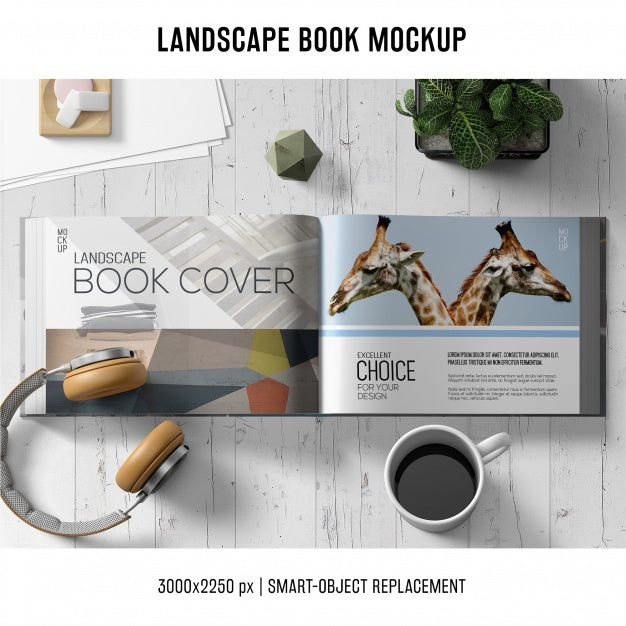 Free Lanscape Book Mockup Psd