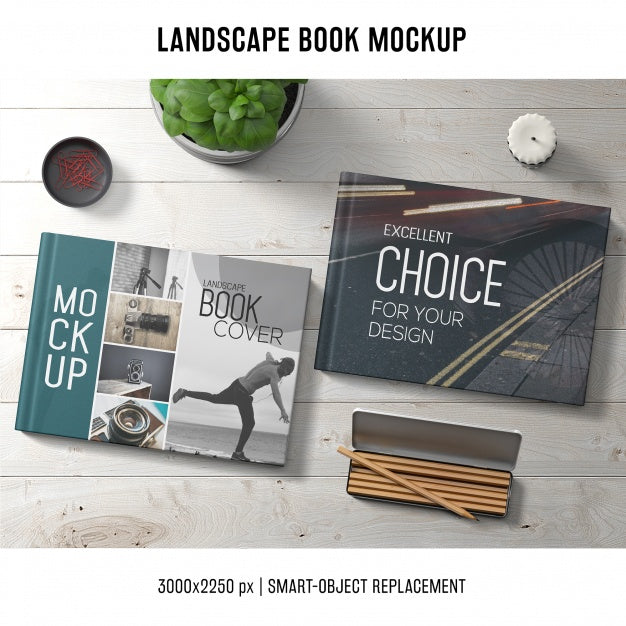 Free Lanscape Book Mockup Psd