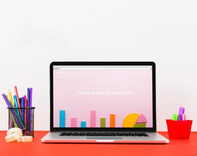 Free Laptop Mockup On Desk Psd