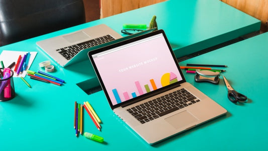 Free Laptop Mockup On Desk Psd