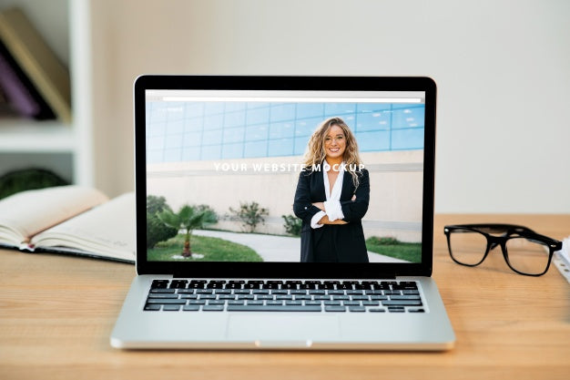 Free Laptop Mockup On Desk Psd