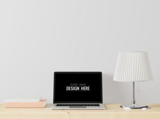 Free Laptop On Workspace Mockup Psd