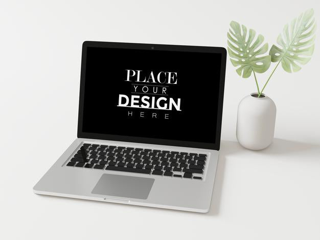 Free Laptop On Workspace Mockup Psd