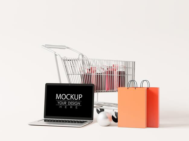 Free Laptop On Workspace Mockup Psd