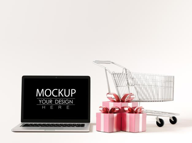 Free Laptop On Workspace Mockup Psd