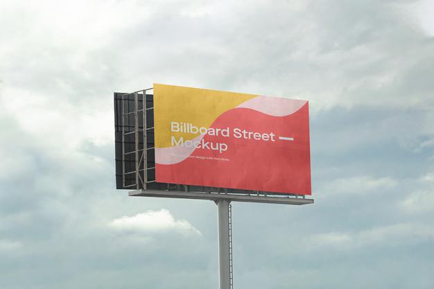 Free Large Billboard Mockup On Cloudy Sky Psd