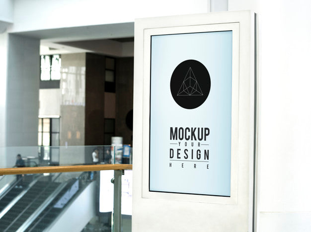 Free Large Board Mockup Outside A Shop Psd