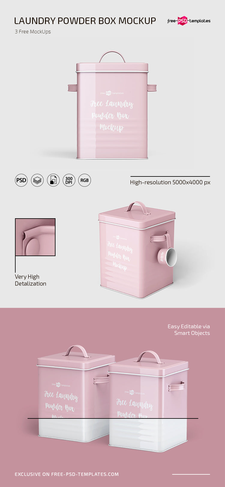 Free Laundry Powder Box Mockup