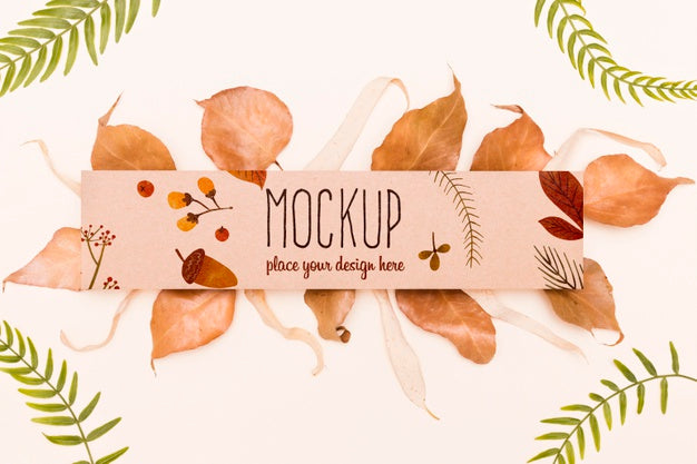 Free Leaves Arrangement Autumnal Mock-Up Psd