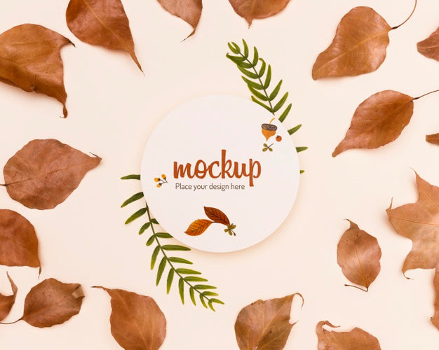 Free Leaves Arrangement Autumnal Mock-Up Style Psd