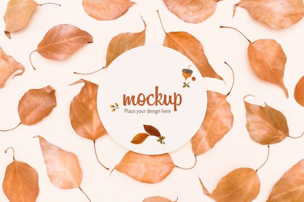 Free Leaves Composition Autumnal Mock-Up Design Psd