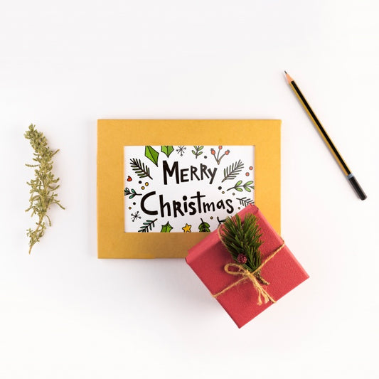 Free Letter Mockup With Christmas Concept Psd