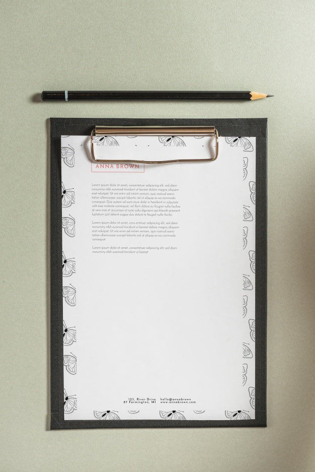 Free Letterhead Mockup On Clipboard Psd