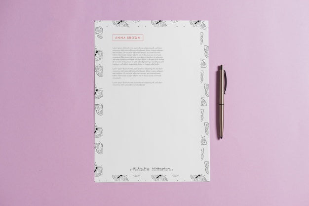 Free Letterhead Mockup With Pen Psd