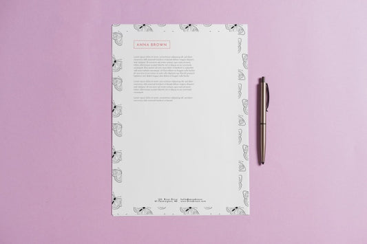 Free Letterhead Mockup With Pen Psd