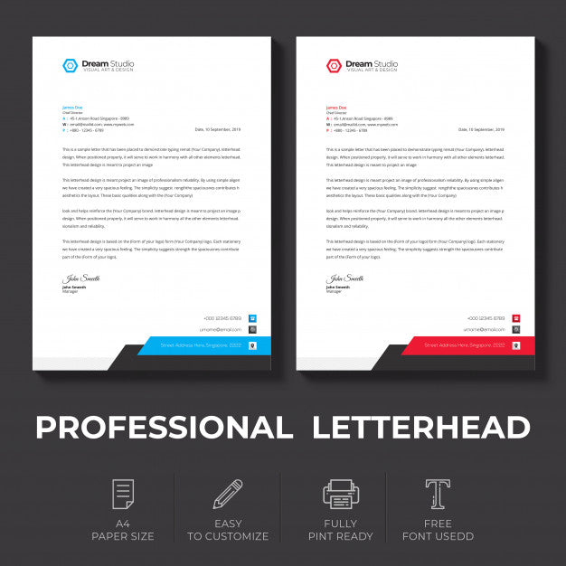 Free Letterhead Template In Flat Style Psd