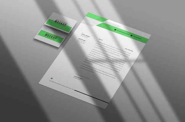 Free Letterhead With Business Card Mockup Psd Psd