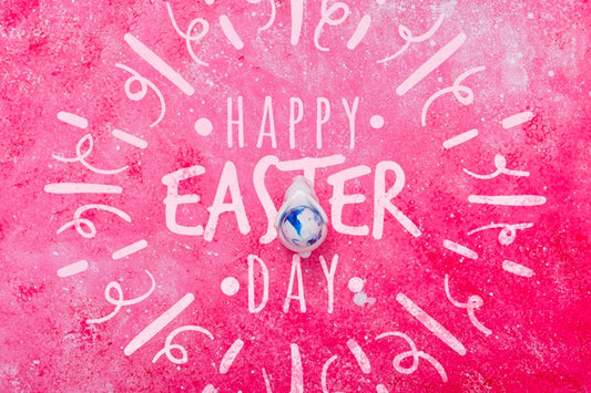 Free Lettering Easter Mockup With Eggs Psd