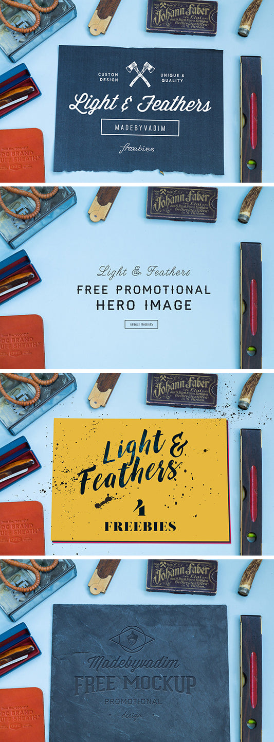 Free Light and Feather: 4 MockUps