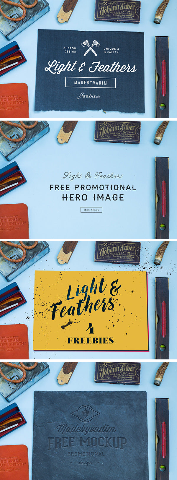 Free Light & Feather: 4 Mockups