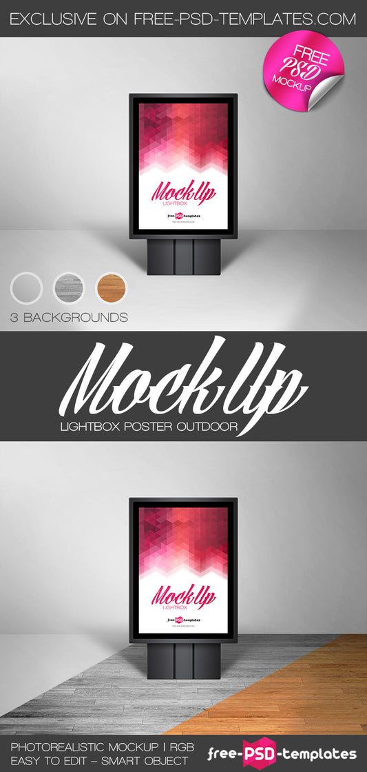 Free Lightbox Poster Outdoor Mock-Up In Psd