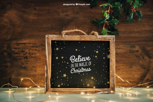 Free Lights Mockup With Christmtas Design Psd