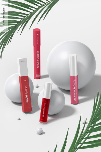 Free Lip Products Scene Mockup Psd