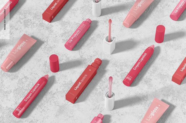 Free Lip Products Set Scene Mockup Psd