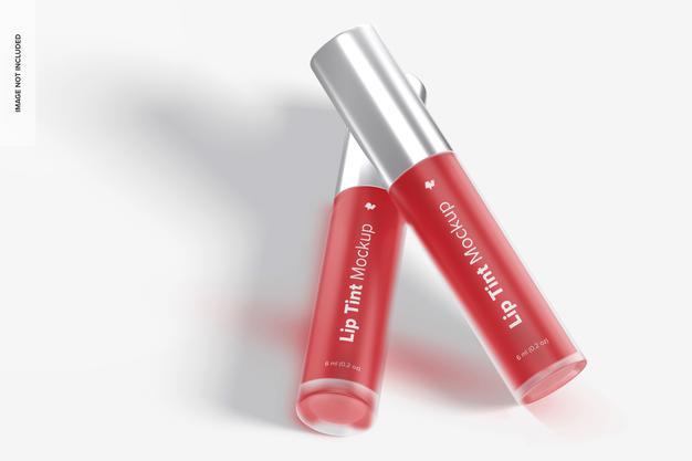 Free Lip Tint Tubes Mockup, Perspective View Psd