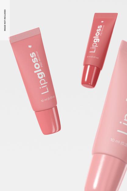 Free Lipgloss Tubes Mockup, Floating Psd