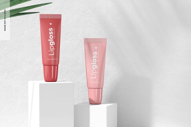 Free Lipgloss Tubes Mockup, Right View Psd