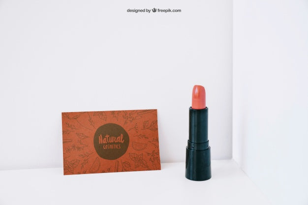 Free Lipstick And Card Mockup Psd