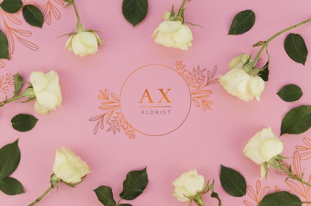 Free Logo Florist Design With Roses Psd