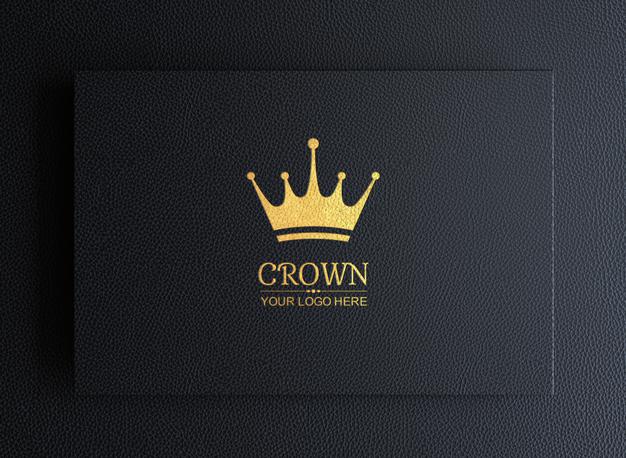 Free Logo Mockup On Black Leather Psd