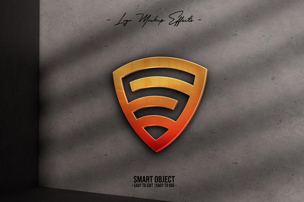 Free Logo Mockup With 3D Logo And Room Psd