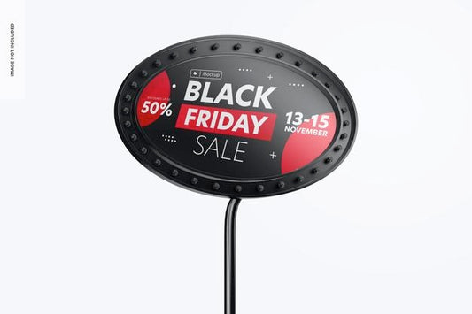 Free Luminous Oval Promotional Sign Mockup, Front View Psd