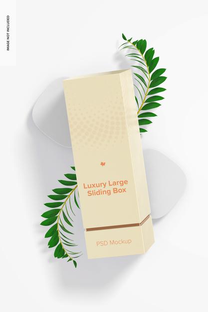 Free Luxury Large Sliding Box With Leaves Mockup Psd