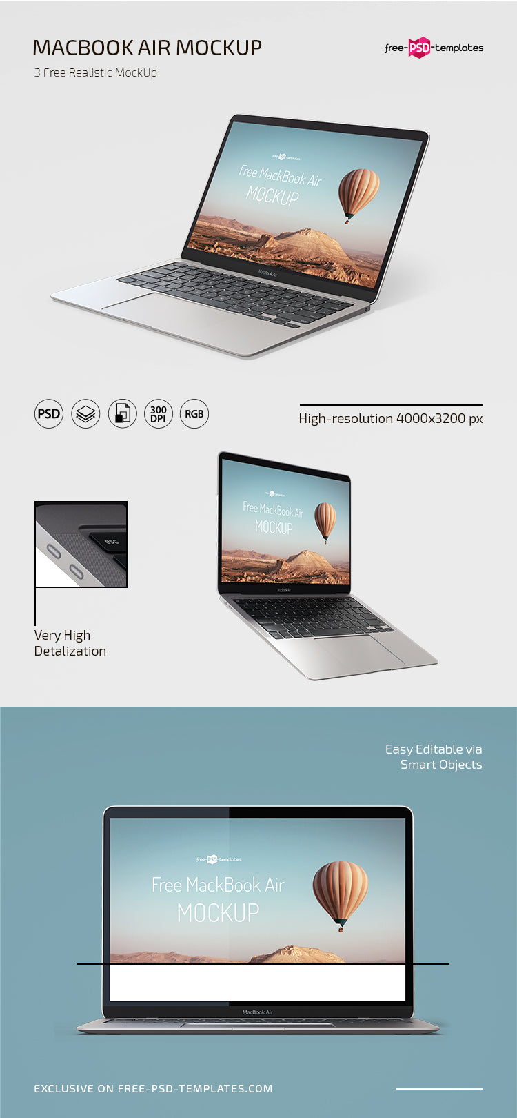 Free Mackbook Air Mockup Psd