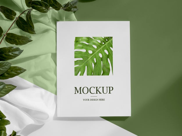 Free Magazine And Leaves Assortment Flat Lay Psd