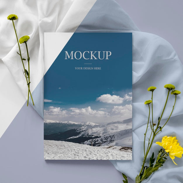 Free Magazine And Plant Assortment  Flat Lay Psd