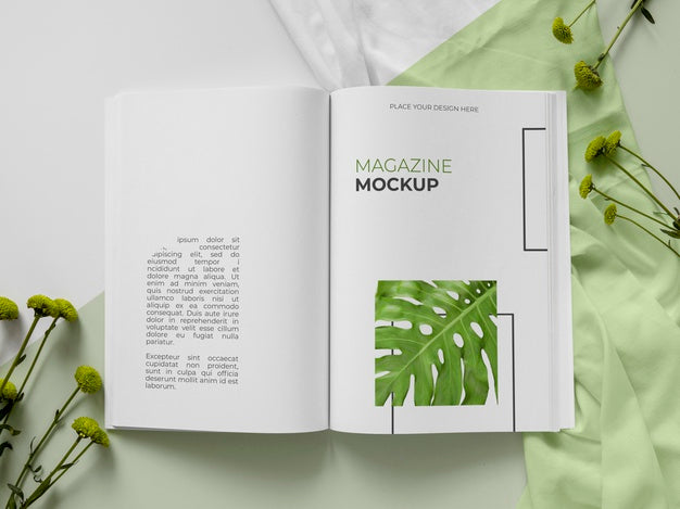 Free Magazine And Plant Assortment Psd