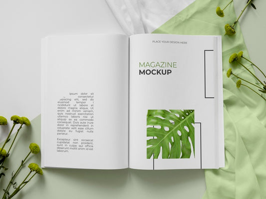 Free Magazine And Plant Assortment Psd