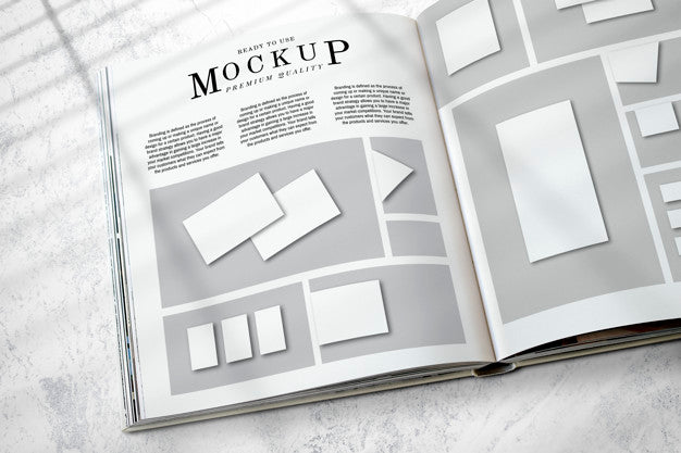 Free Magazine Layout Mockup On The Floor Psd