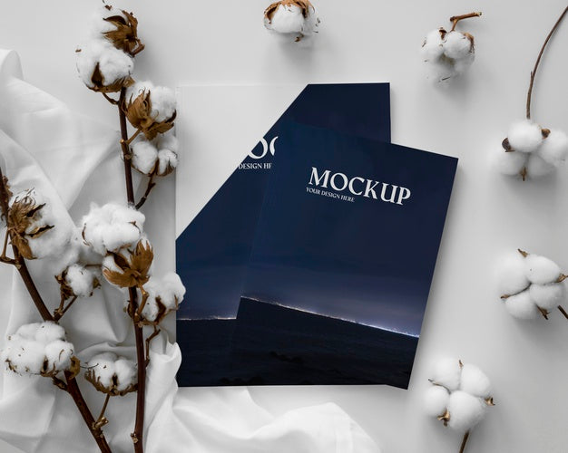 Free Magazines And Cotton Arrangement Psd