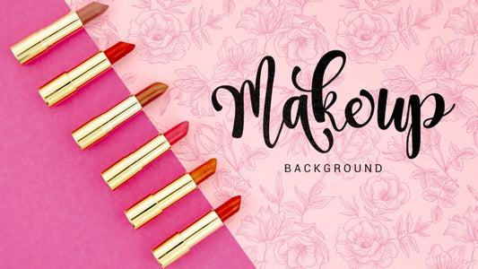 Free Make Up Background With Lipsticks Psd