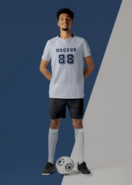 Free Male Soccer Player Apparel Mock-Up Psd