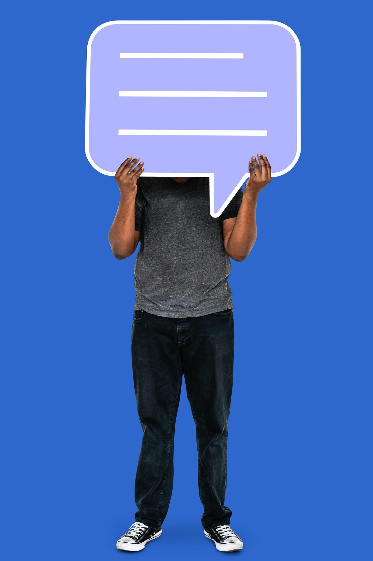 Free Man Holding A Blank Speech Bubble