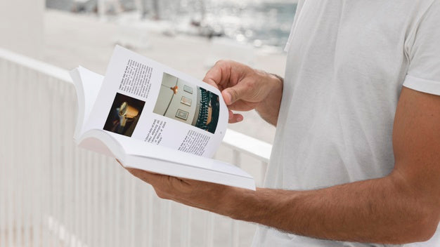 Free Man On Street Reading Book Psd